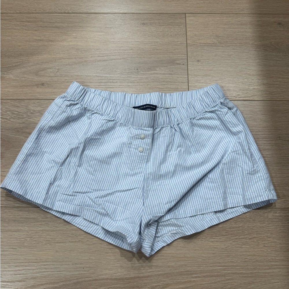 Brandy Melville Light Blue Striped High Waist Shorts